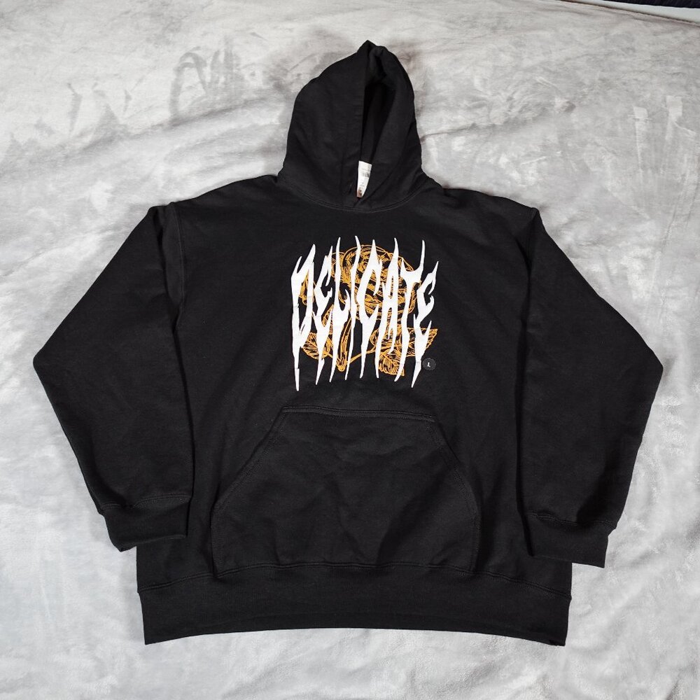 Pacsun Delicate Puff Print Hoodie Mens Large Grunge Style Black NEW